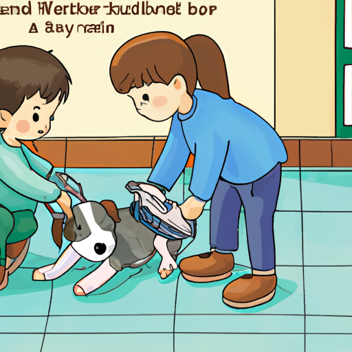 3. איור המראה ילד לומד אחריות על ידי טיפול בכלב.