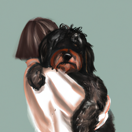 1. תמונה של כלב מתחבק עם בעליו, מראה את הקשר הרגשי ביניהם.