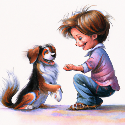 1. תמונה של ילד משחק בשמחה עם כלב