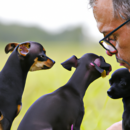 בעל כלב פוטנציאלי שמסתכל על גזעי כלבים שחורים קטנים שונים